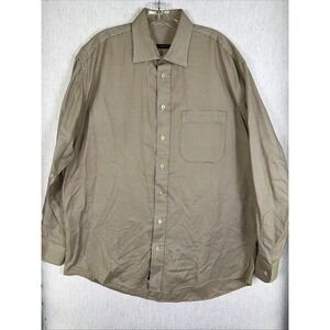 Burberry London Men's Large Long‎ Sleeve Button-Up Shirt Vintage USA Beige/Tan